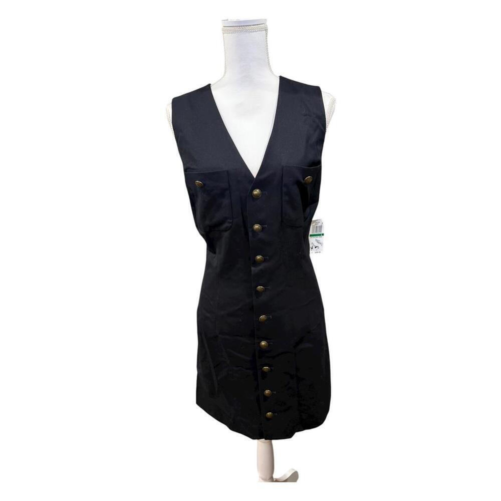 New FRAME Navy Sleeveless Mini Dress with Button Front, Large